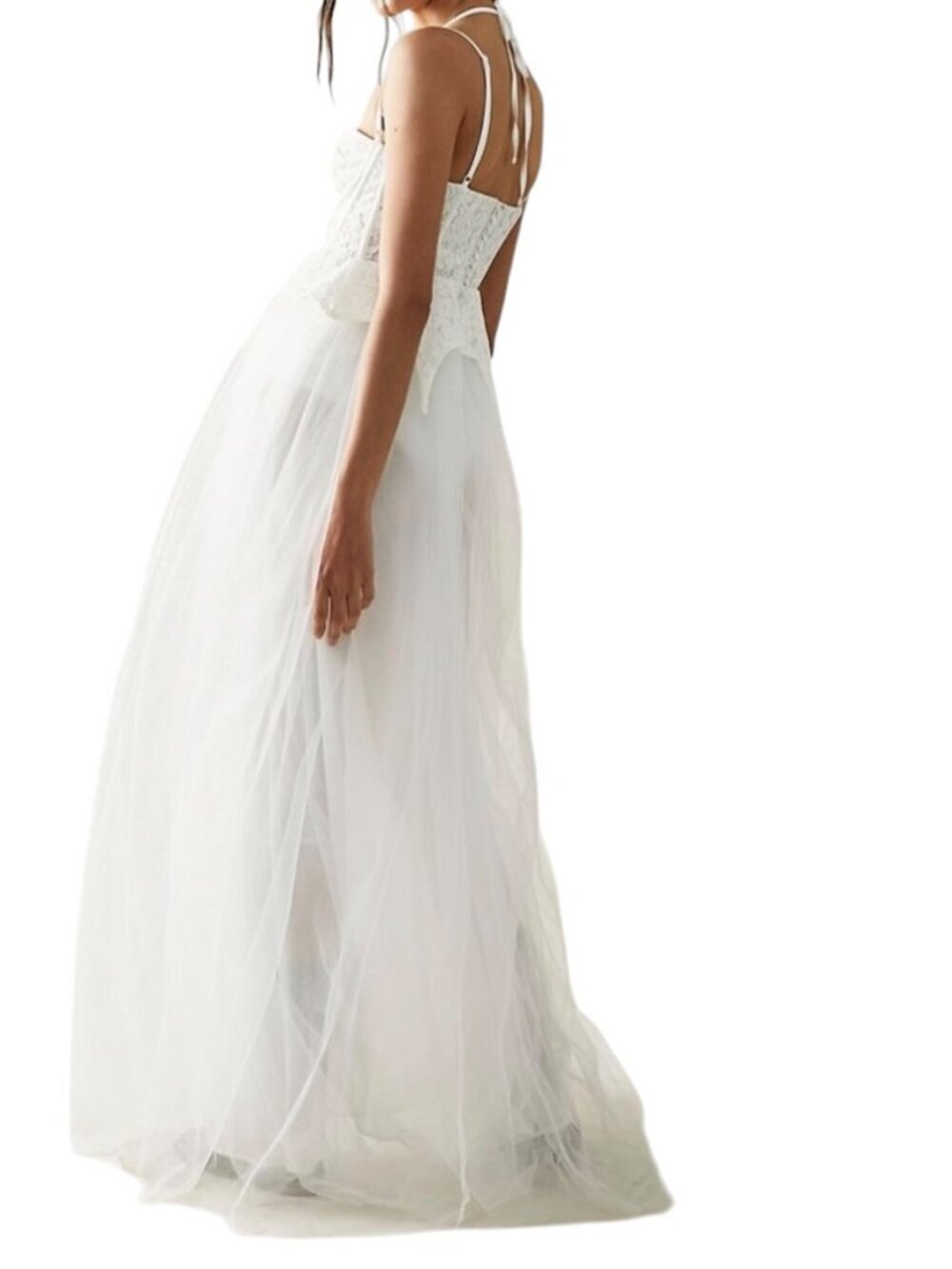 For Love & Lemons Lily Corset Tulle Bridal Dress White S NWT - Picture 2 of 11